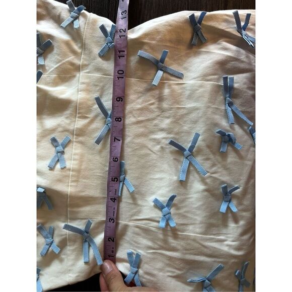 BHLDN Blue Bow Fitted Mini Dress Size 4 White Blue Cinderella Wedding Preppy - Picture 15 of 16